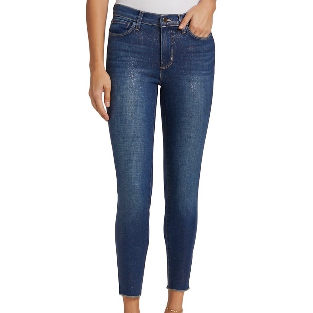 L’Agence El Matador French Slim Fit Gold Glitter Coated Jeans 24
